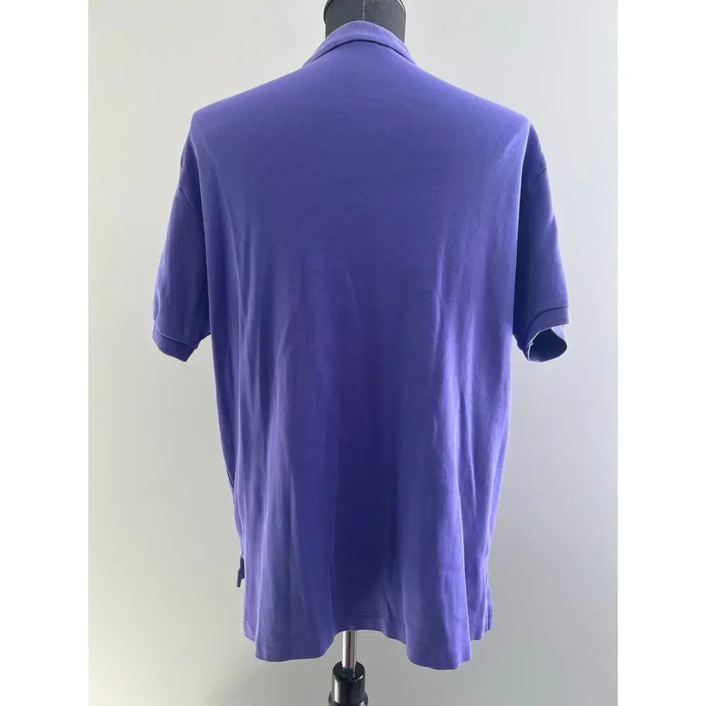 Polo Ralph Lauren 100% Soft Cotton Collared Shirt Purple Yellow Size Large SG
